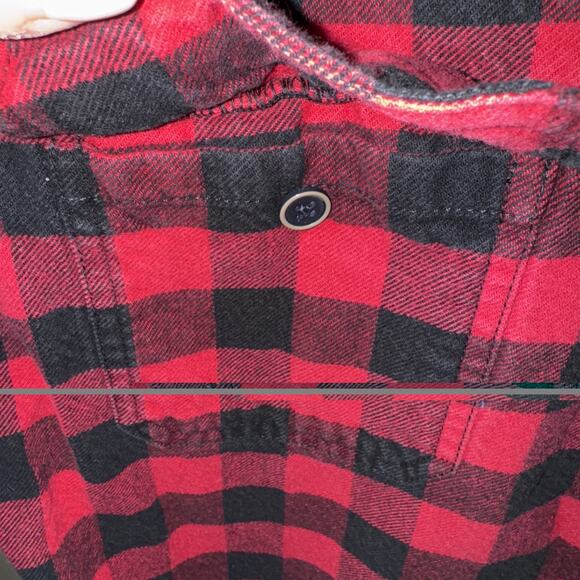 JACHS Men’s Brawny Flannel Shirt Black and Red Size Large/Tall - Picture 8 of 16